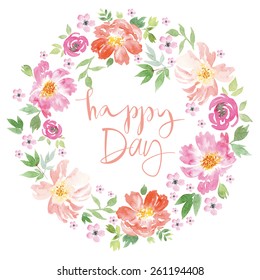 Spring flowers. Illustration, vector. Pattern frame. Hand lettering.