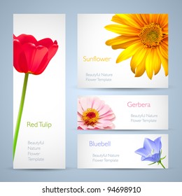 Spring flowers invitation brochure template card layout. Background design for banners