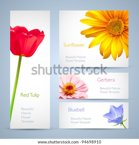 Spring flowers invitation brochure template card layout. Background design for banners