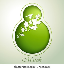 Spring flowers invitation template card. 8 March.