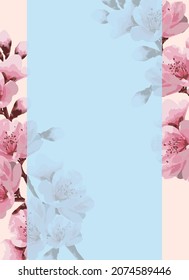 Spring flowers invitation template. Vector illustration template for wedding invitation