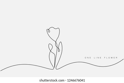 Spring flowers isolated on white background. Continuous line drawing. Vector illustration