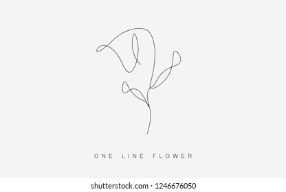 Spring flowers isolated on white background. Continuous line drawing. Vector illustration