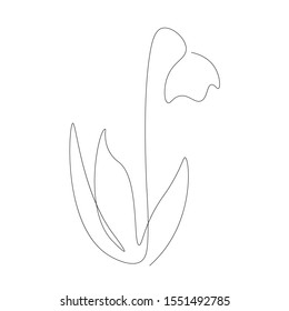 Spring flowers isolated on white background. Continuous line drawing. Vector illustration	
