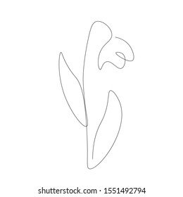 Spring flowers isolated on white background. Continuous line drawing. Vector illustration	
