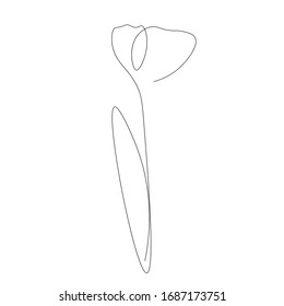 Flores de primavera aisladas de fondo blanco. Dibujo continuo de líneas. Ilustración del vector