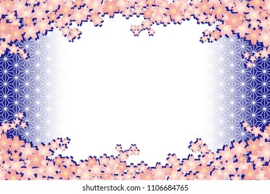 Spring flowers and Japanese traditional patterns, background material wallpaper, copy space, title space, message space,