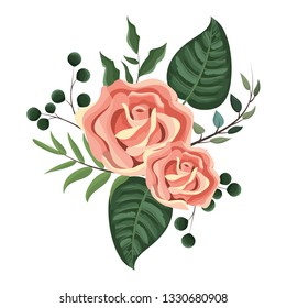 Spring flowers with leaves