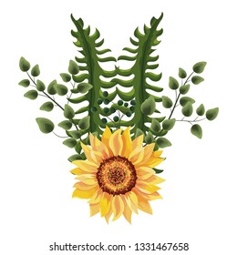 Spring flowers with leaves