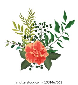 Spring flowers with leaves