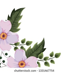Spring flowers with leaves