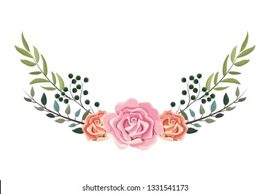 Spring flowers with leaves