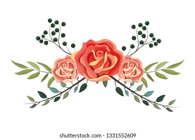 Spring flowers with leaves
