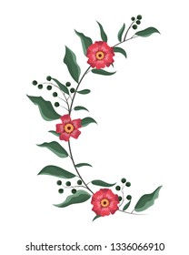 Spring flowers with leaves