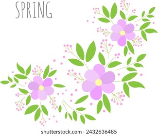 Spring. Flowers and leaves. Elegant floral backdrop set with a place for text. 