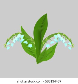 Spring flowers. Lilies of the valley vector sketch. For use as logos on cards, in printing, posters, invitations, web design and other purposes.