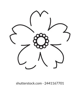 Spring flowers line icon. Forest fern eucalyptus art foliage natural leaves herbs. Decorative beauty elegant illustration for design hand drawn flower