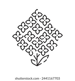 Spring flowers line icon. Forest fern eucalyptus art foliage natural leaves herbs. Decorative beauty elegant illustration for design hand drawn flower