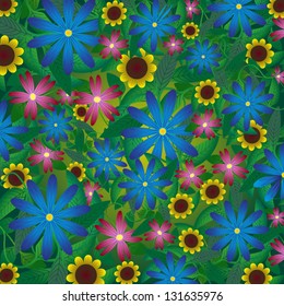 spring flowers on a green background
