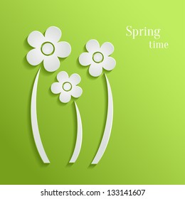 Spring flowers on green background