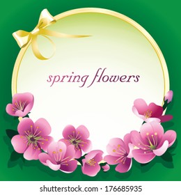 Spring flowers on a green background 