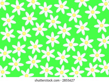 Spring flowers on green background (vector, illustration)