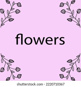 flores primaverales sobre un fondo lila, un marco para una inscripción