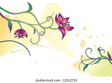 Spring Flowers on Vine. Vector artwork. File created in layers and grouped for easy editing.