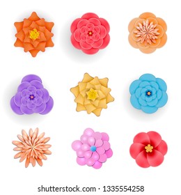 Spring flowers on a white background set of decorative elements. Vector