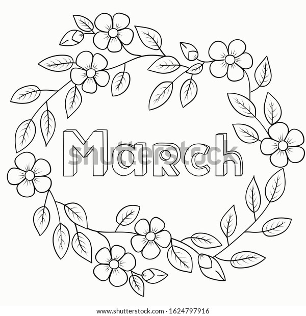 Spring Flowers Oval Frame Phrase March Stock Vector (Royalty Free ...
