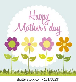spring flowers over blue background. vector illustration