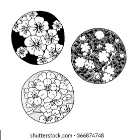 Spring flowers. Spring flowers picture in a circle . Spring flowers art . Spring flowers set. Spring flowers vector. Spring flowers ornament round.