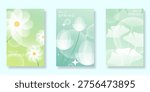 Spring flowers poster and cover vector set. Botanical background with floral design for invitations, greeting, cards, wall art and seasonal templates.