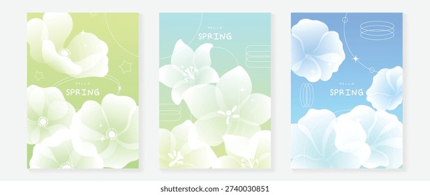 Conjunto Vector póster flores
