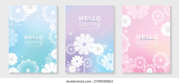 Conjunto Vector póster flores