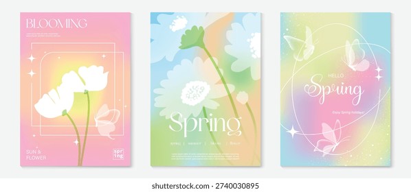 Conjunto Vector póster flores