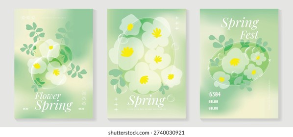 Conjunto Vector póster flores