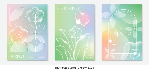 Conjunto Vector póster flores