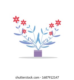 Spring Flowers In Pot. Houseplants inside pots design, Garden ornament nature botany natural and floral theme Vector illustration