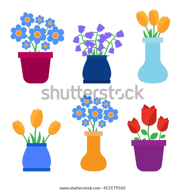 Spring Flowers Pots Flower Eps 10 Stock Vector Royalty Free