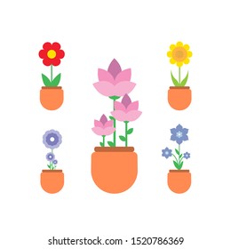 Spring Flowers In Pots. Vector Illustration