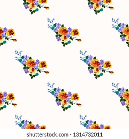 Spring flowers print. Seamless floral pattern. Plant design for fabric, cloth design, covers, manufacturing, wallpapers, print, gift wrap and scrapbooking.