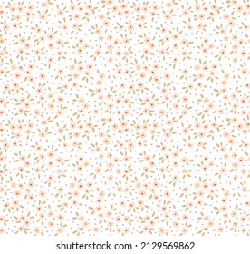 Spring flowers print. Vector seamless floral pattern. Floral design for fashion prints. Endless print made of small pastel pink flowers. Elegant template. White background. Stock vector.