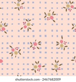 Spring flowers print. Vector seamless floral pattern. Floral design for fashion prints Cottagecore Garden Flowers and Foliage Print. Homestead Bouquet. Farmhouse Background