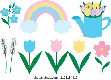 Ilustración vectorial de flores de primavera