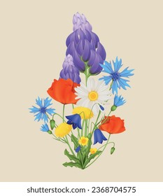 Spring flowers realstic composition with chamomile vector illustration