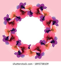 Spring flowers,  sakura blossom vector illustration. Floral spring frame. Decorative floral element.
