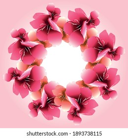 Spring flowers,  sakura blossom vector illustration. Floral spring frame. Decorative floral element.