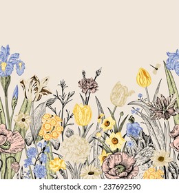 daffodil background wallpaper images stock photos vectors shutterstock https www shutterstock com image vector spring flowers seamless floral border poppies 237692590