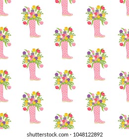 Spring flowers seamless pattern